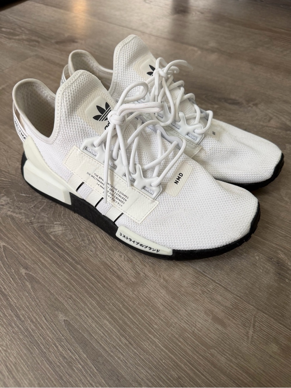 adidas White & Black NMD_R1 Primeknit Men's Sneakers
